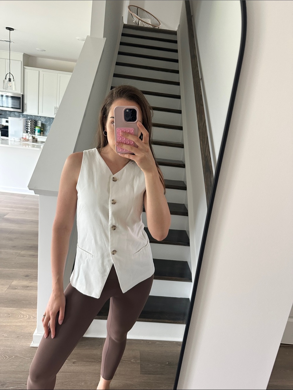 H&M Cream White Button-Front Suit Vest Size Small